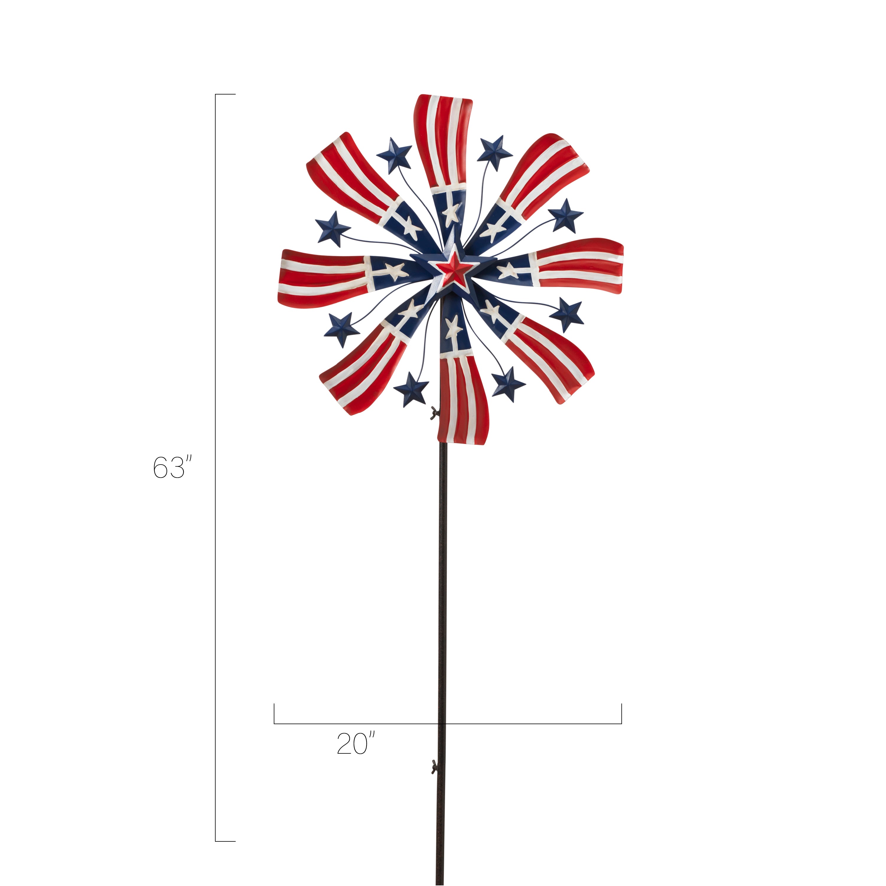 63 in. Metal Americana Wind Spinner Yard Stake